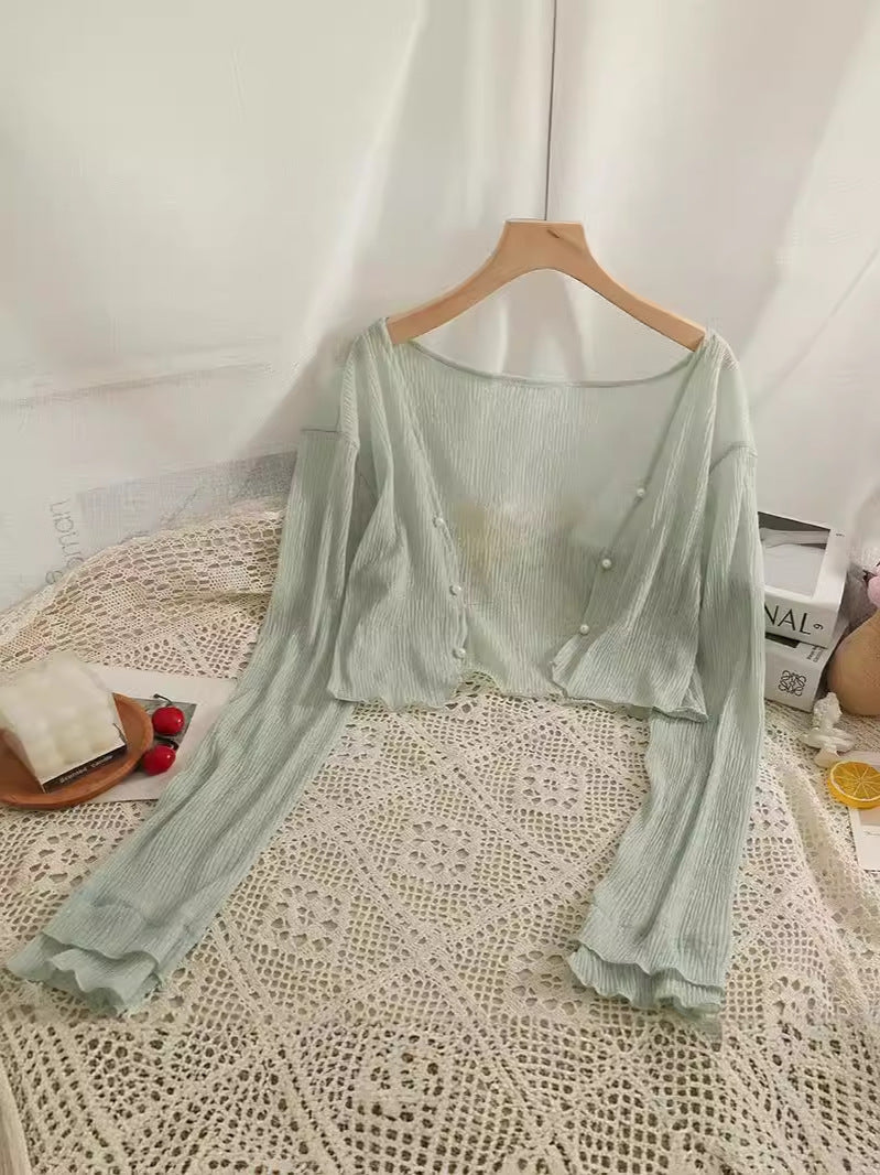 Mint Mambo Sunscreen Cardigan Women's Thin Small Shawl Summer Sling Skirt