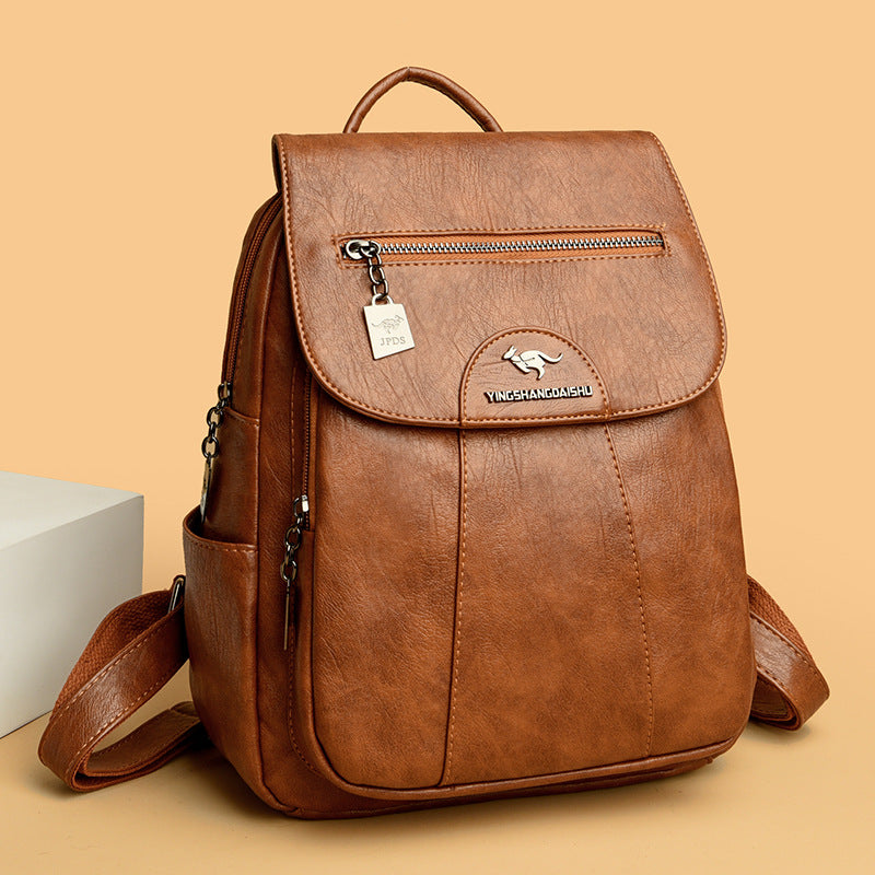 New Women's Backpack Large Capacity Soft Leather Travel Bag Fashion