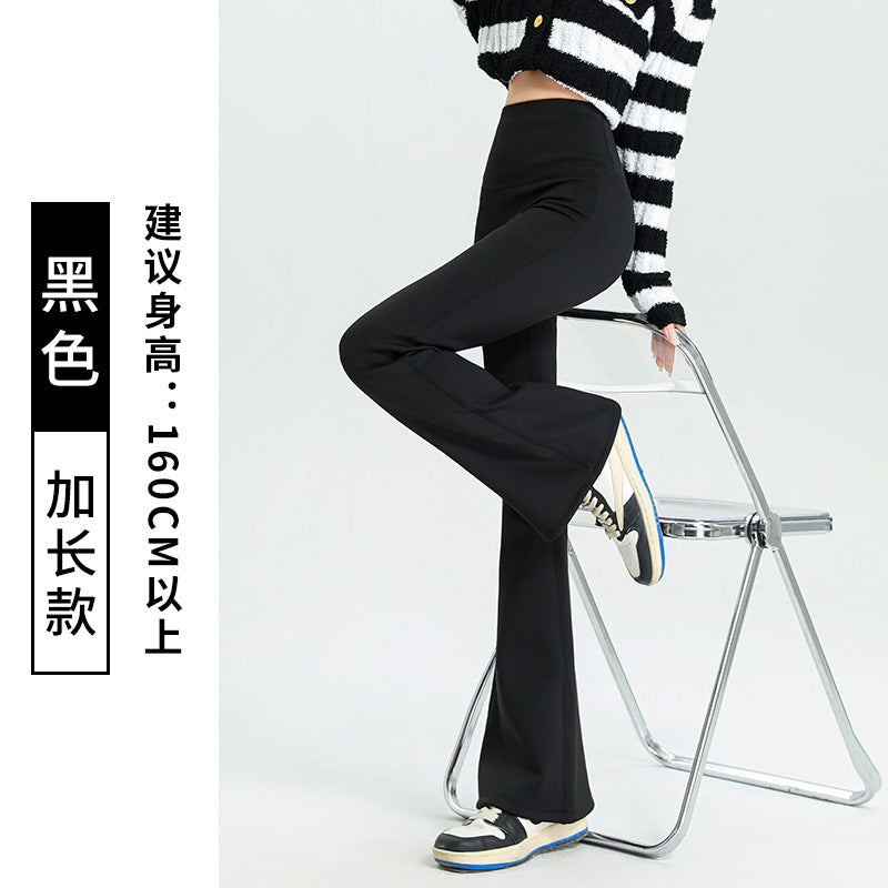 Black Slip Pants Women's High Waist Pants Autumn and Winter fleece-lined