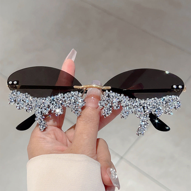 New Borderless Diamond-encrusted Angel Tears Sunglasses Spice Girls Street
