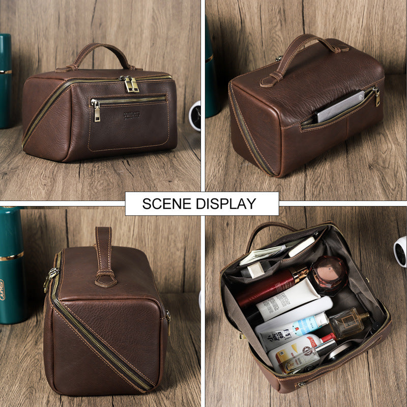 Black Angel Full Grain Top Layer Cowhide Unisex Handbag Multifunctional