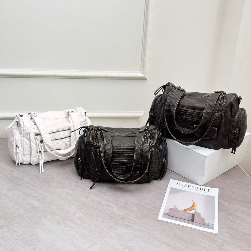 Popular Motorcycle Bag Large Capacity Retro Style Multi-Pocket Tote Bag