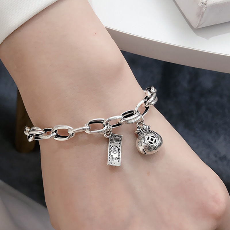 Six-pointed Star Old 925 Sterling Silver Bracelet Women's Autumn and