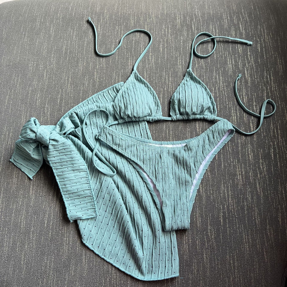 New Swimsuit Three-Piece Backless Drawstring Strap Bikini Three-Piece