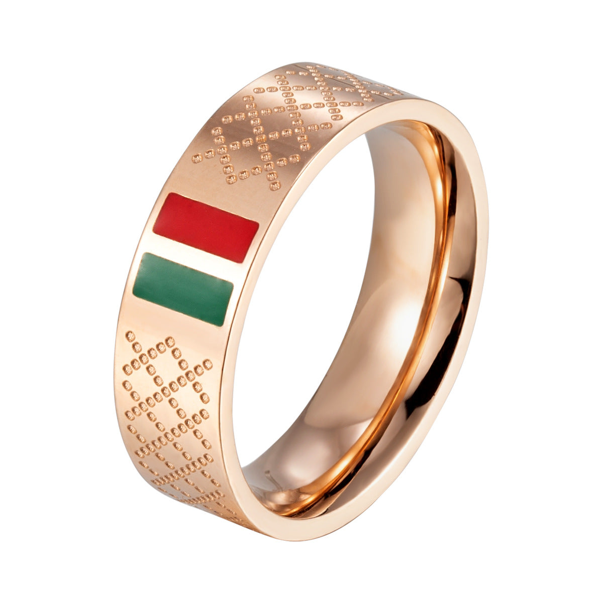 stainless steel men's bracelet with red and green tape ring steel gold and