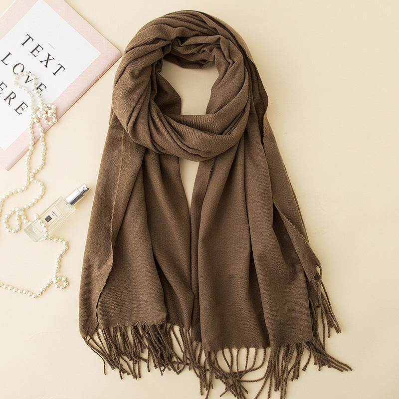Autumn and Winter Sky Pure Color Imitation Cashmere Scarf Single Color