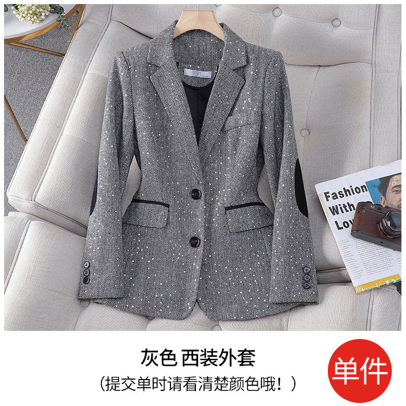 Old Qian Feng] Women's Contrast Spring and Autumn Coat Sales Houndstooth