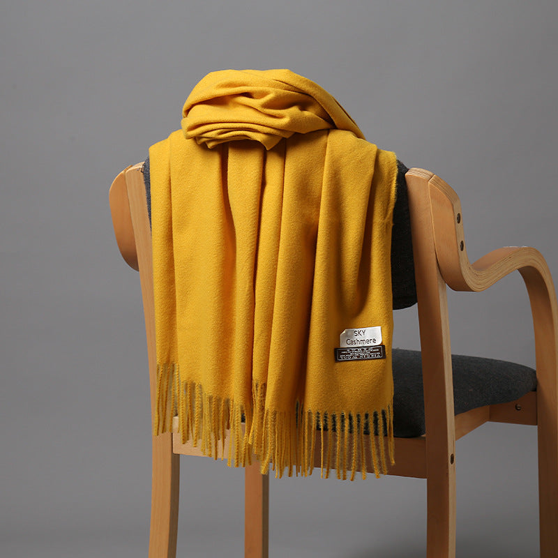 Autumn and Winter Sky Pure Color Imitation Cashmere Scarf Single Color