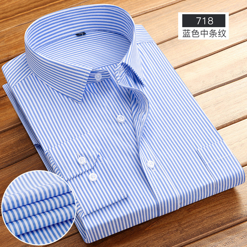 Spring and Summer New Striped Long-Sleeved Shirts for Men, Business Casual