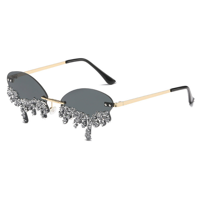 New Borderless Diamond-encrusted Angel Tears Sunglasses Spice Girls Street