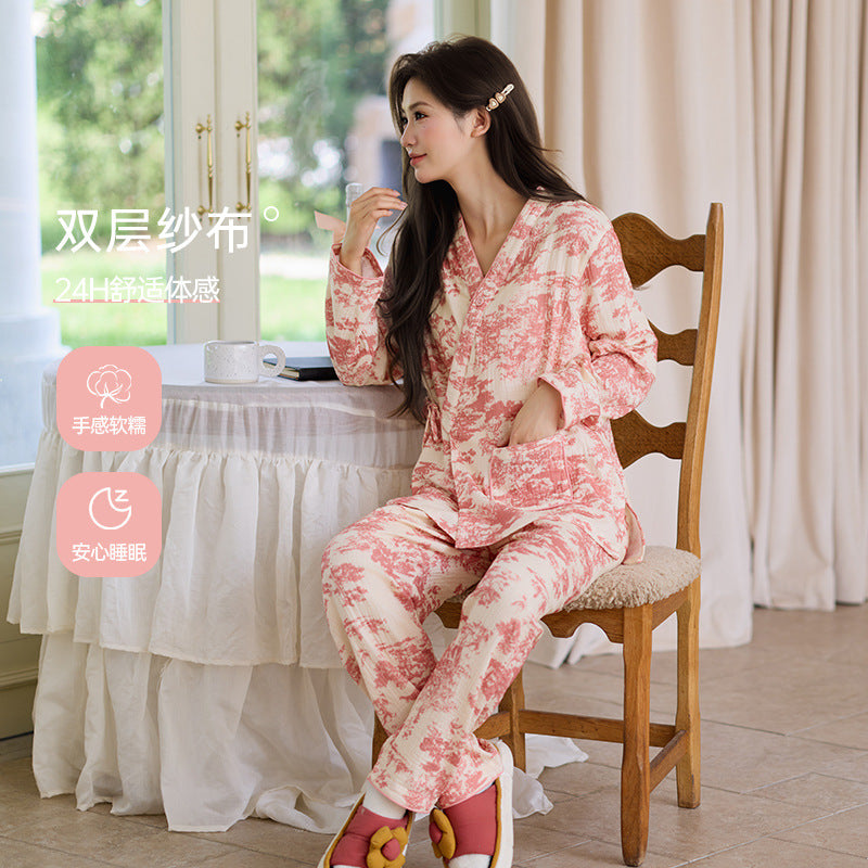 New Chinoiserie Pure Cotton Double-Layer Cotton Gauze Women's Pajamas