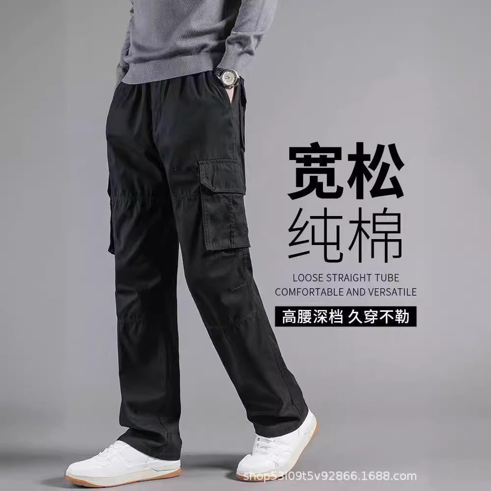Spring and Autumn Cotton Crane Pants Plus Size Pants Site Work Pants Men's