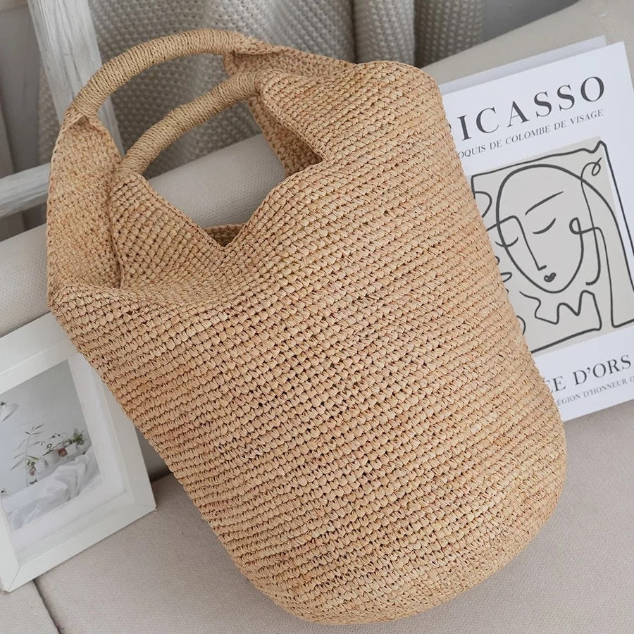 New High-End Raffia Woven Bag, Handmade Straw Bag, Seaside Vacation Beach