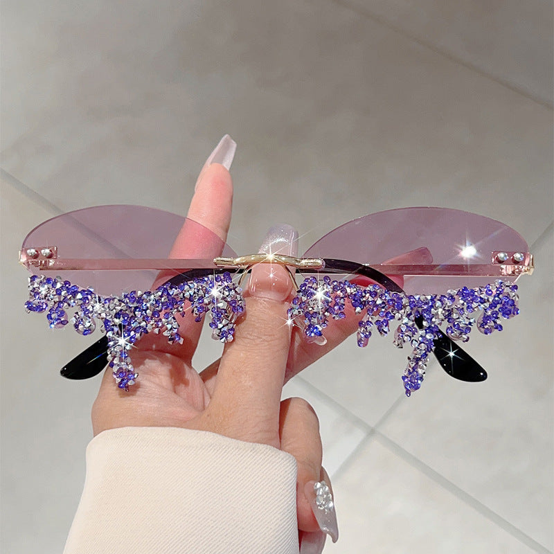 New Borderless Diamond-encrusted Angel Tears Sunglasses Spice Girls Street