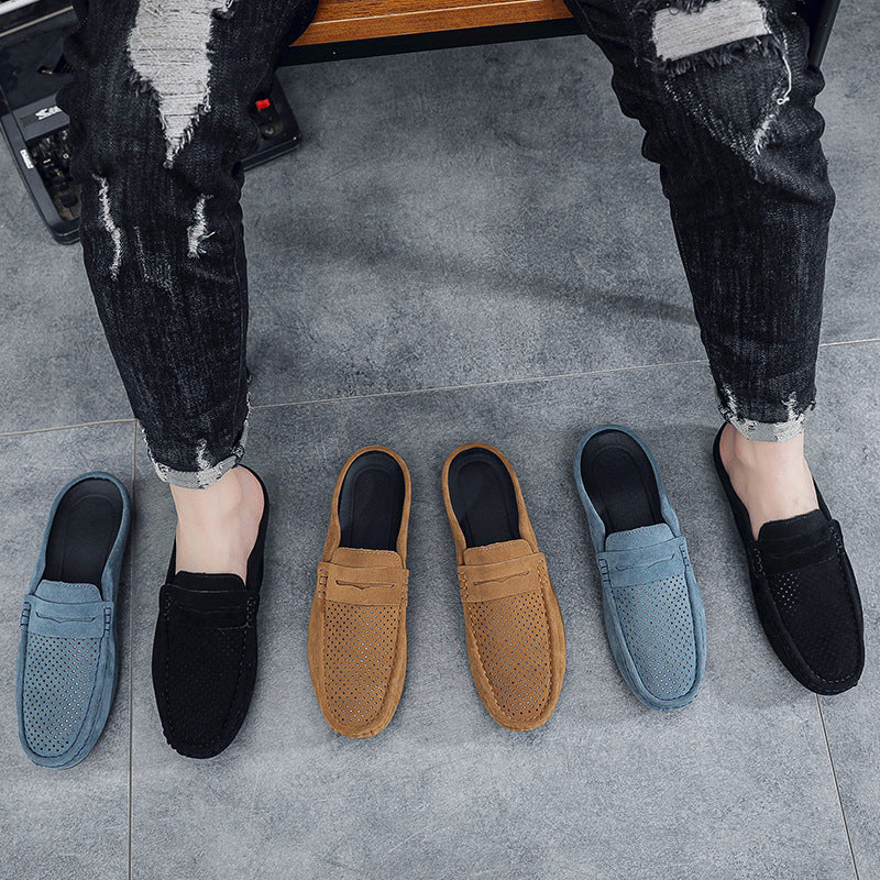 Men's Beanie Shoes, Half-Cup Breathable Toe-Toe Slip-Ons, Slip-On