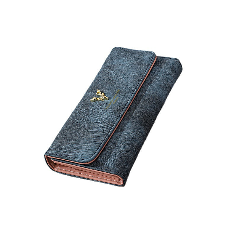 Long Women's Wallet Frosted Cover Wallet Soft Leather Wallet Fashion Retro