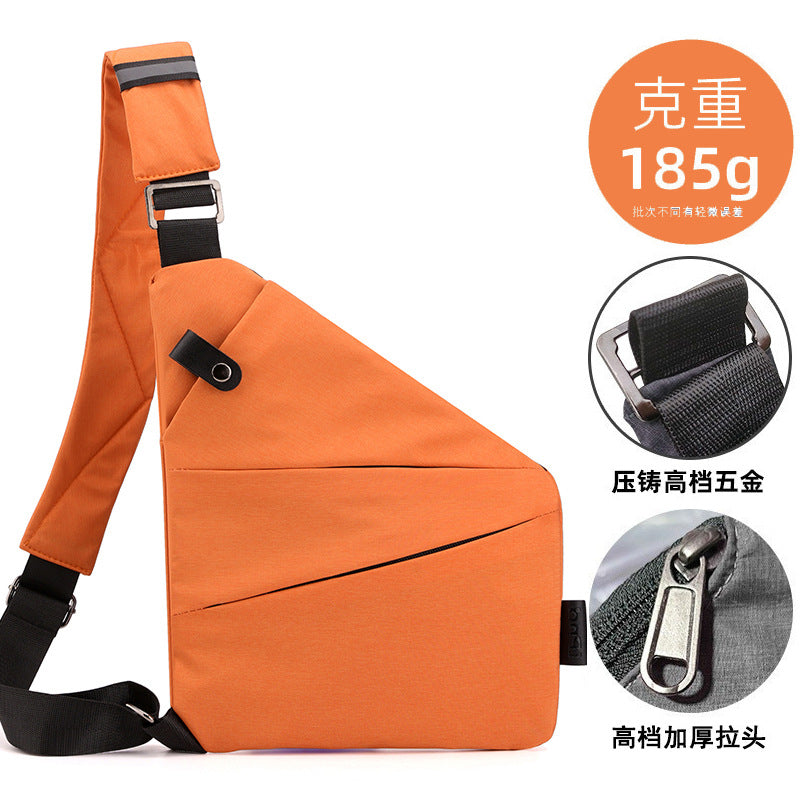 Right shoulder gun bag nylon chest bag men's lightweight simple large