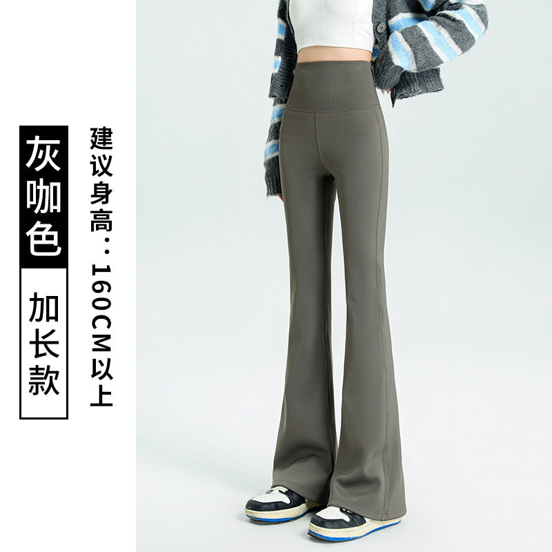 Black Slip Pants Women's High Waist Pants Autumn and Winter fleece-lined