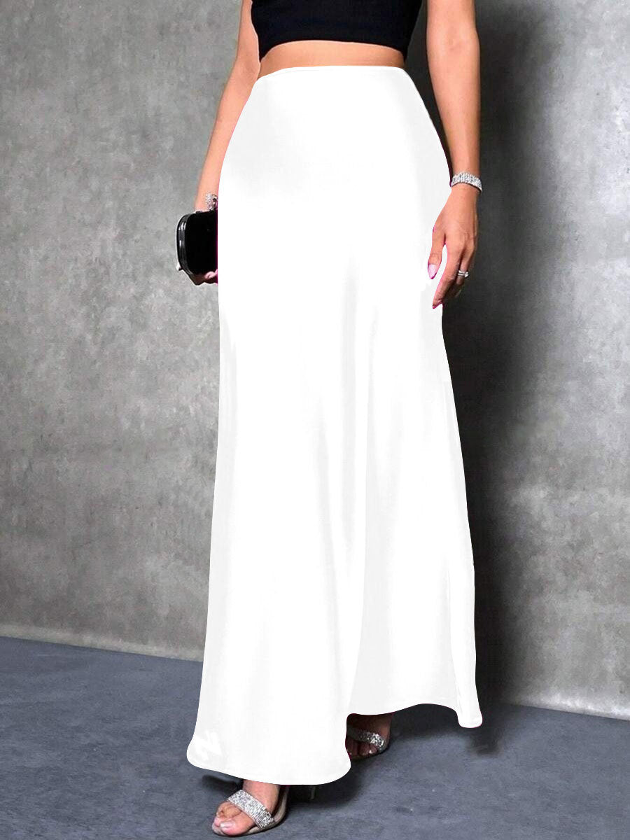 Satin Skirt Spring and Summer New Simple Imitation Silk Long Skirt Women's