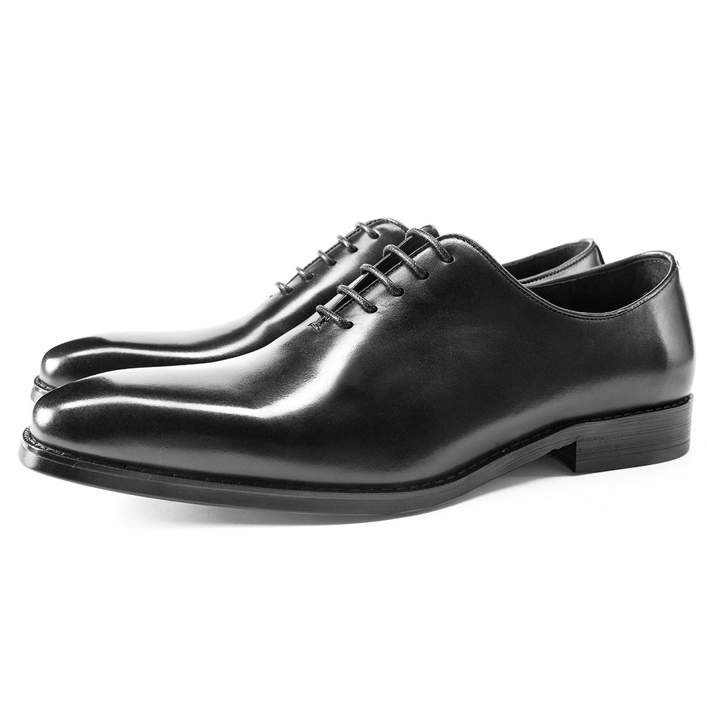One-piece Oxford Shoes-Hand-brushed] Men's Leather Shoes Business Dress