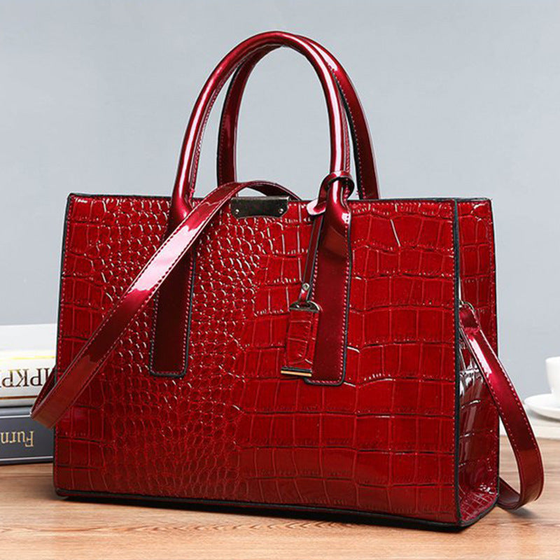New Women's Bag Trendy Crocodile Pattern Portable Shoulder Crossbody Tote