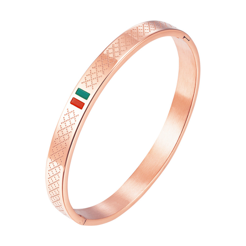 stainless steel men's bracelet with red and green tape ring steel gold and
