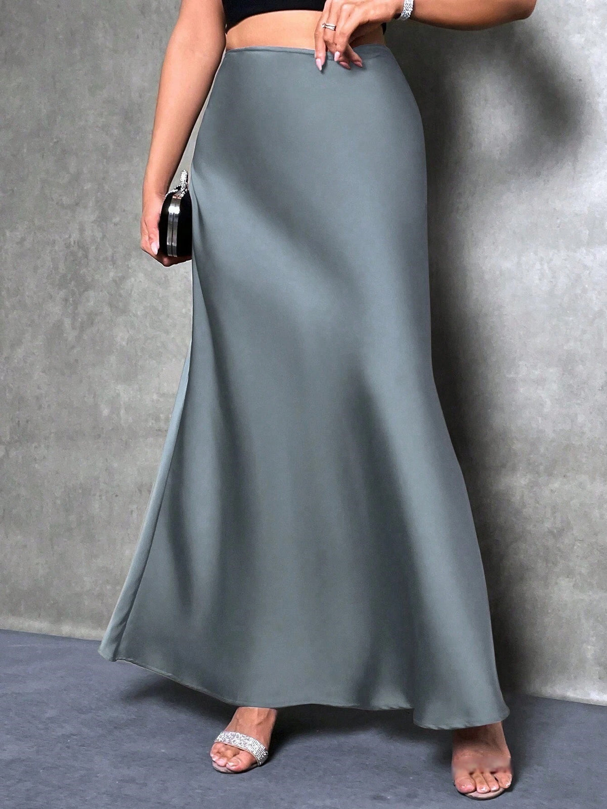 Satin Skirt Spring and Summer New Simple Imitation Silk Long Skirt Women's