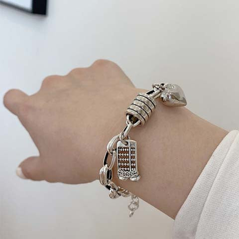Six-pointed Star Old 925 Sterling Silver Bracelet Women's Autumn and