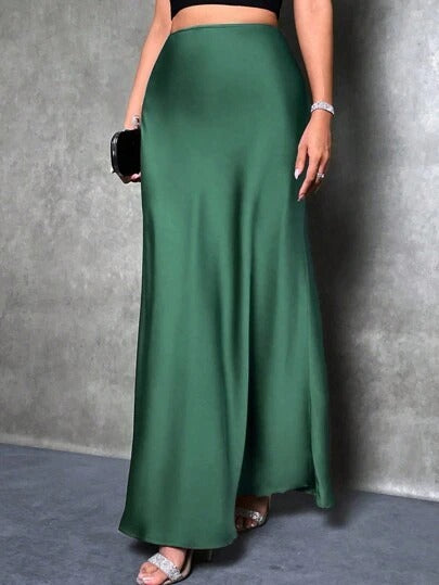 Satin Skirt Spring and Summer New Simple Imitation Silk Long Skirt Women's