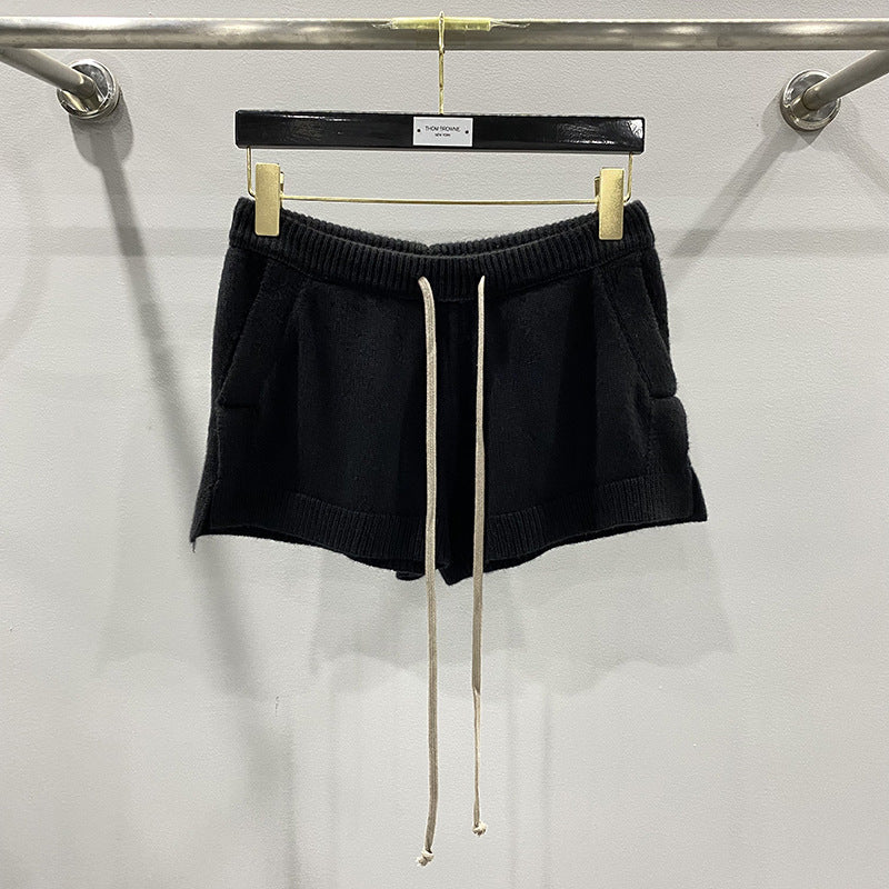 Dark Style Shorts, Fashionable Wool Knit, Comfortable Black and Gray
