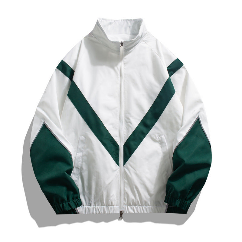 Russian Trendy Brand Reflective Patchwork Stand-Up Collar Jacket Spring