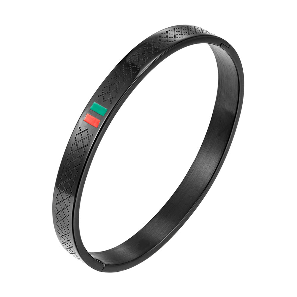 stainless steel men's bracelet with red and green tape ring steel gold and