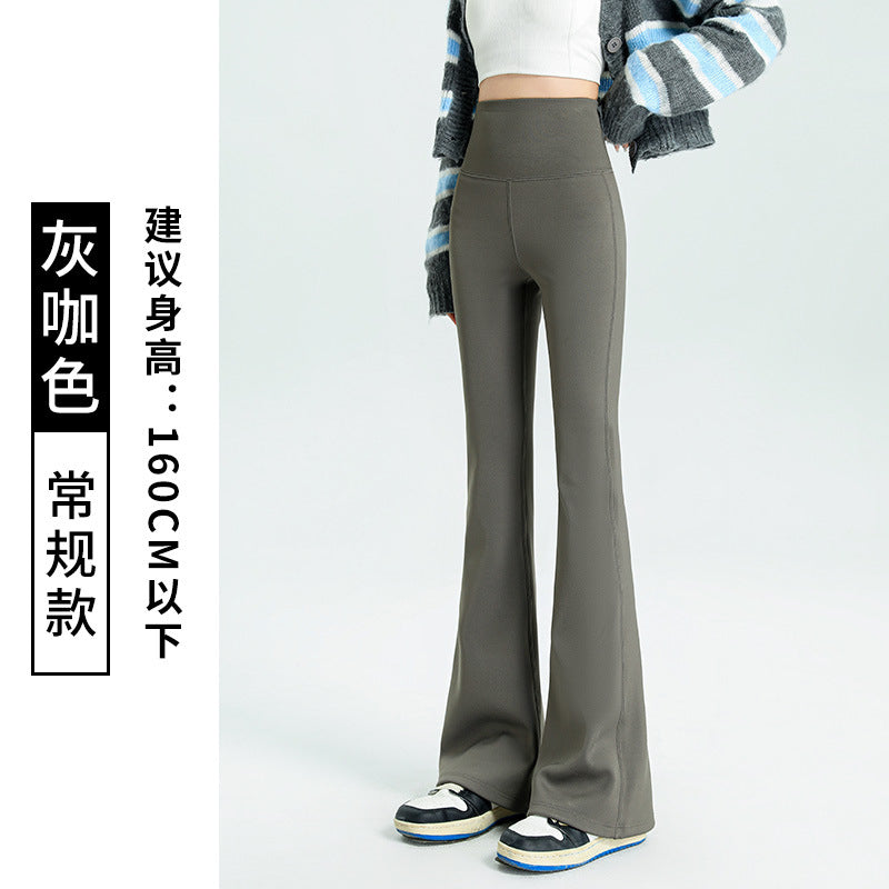 Black Slip Pants Women's High Waist Pants Autumn and Winter fleece-lined