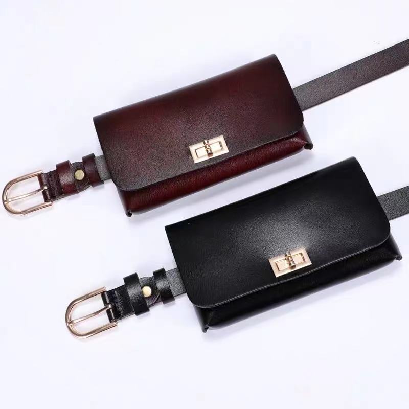New Ladies Belt Cowhide Belt Genuine Leather Waist Bag All-match