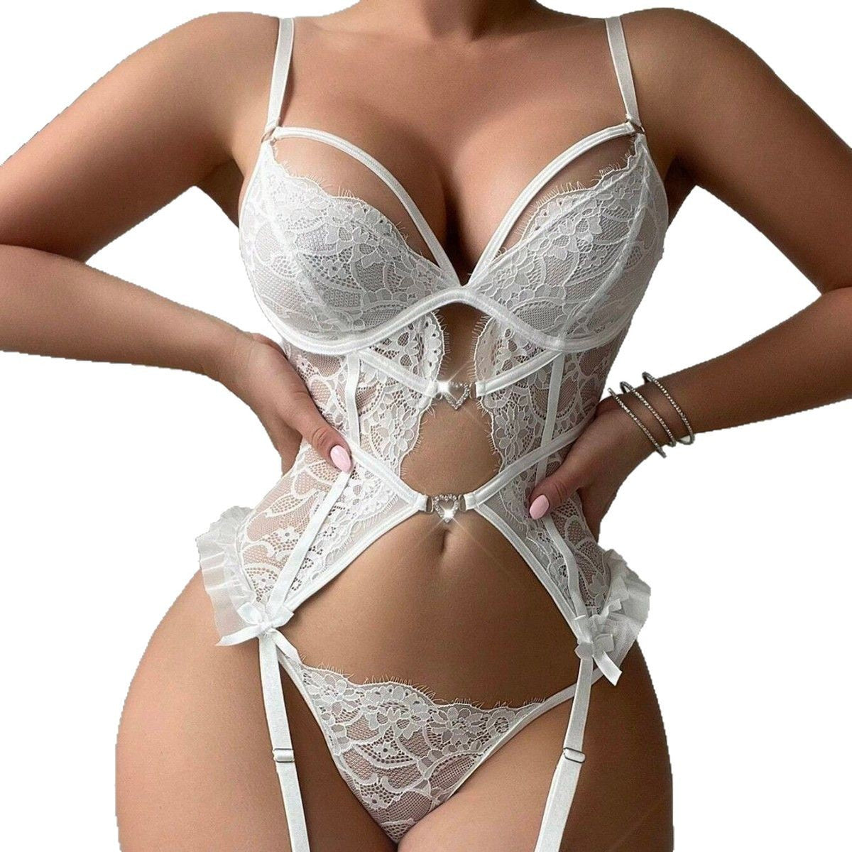 Supply Style Hollow Lace Straps See-Through Temptation with Leg