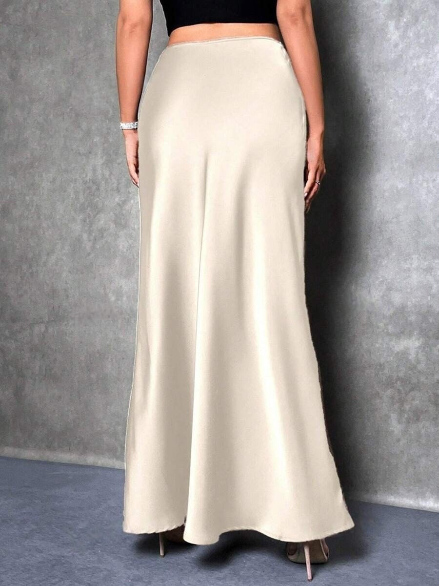 Satin Skirt Spring and Summer New Simple Imitation Silk Long Skirt Women's