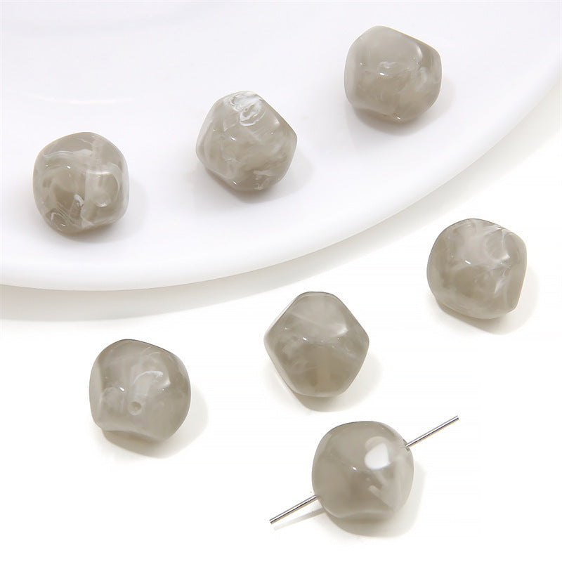 Acrylic Imitation Amber Stone Irregular Round Beads Loose Beads DIY