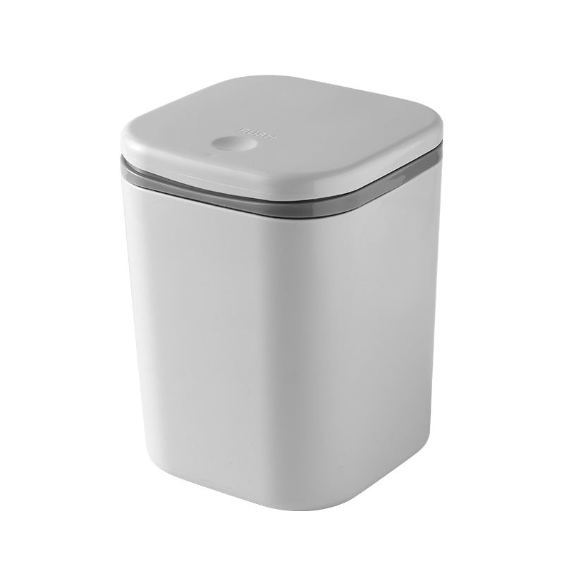 Small Desktop Trash Can for Home Office High-End Dormitory Press with Lid
