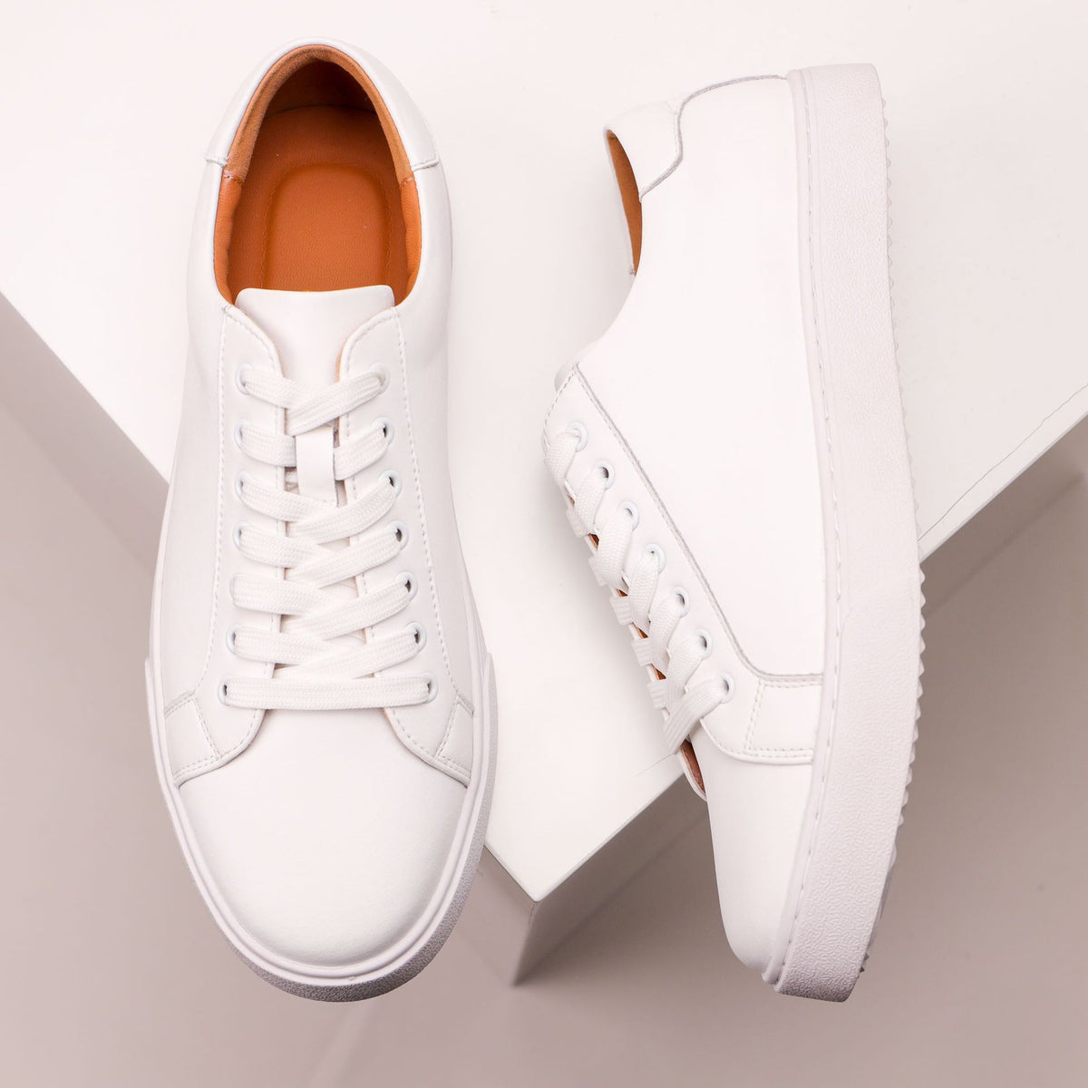 plus size Vintage Men's White Shoes All-match Sneakers Business Casual