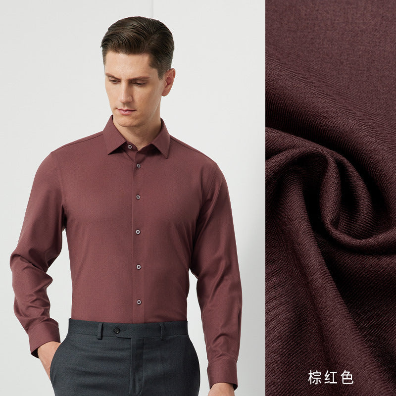 Men's Long-Sleeved Shirt Made of Sheep Wool, Machine Washable, Autumn and