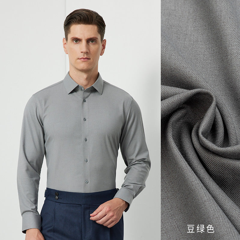 Men's Long-Sleeved Shirt Made of Sheep Wool, Machine Washable, Autumn and