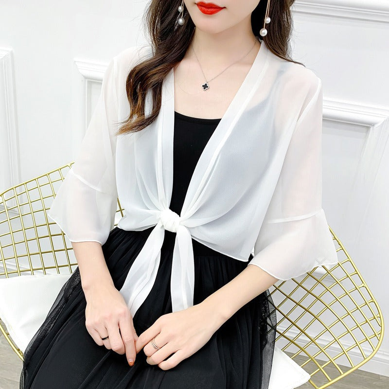 Sunscreen Cardigan Women's Spring and Summer Shawl Outer Blouse Thin