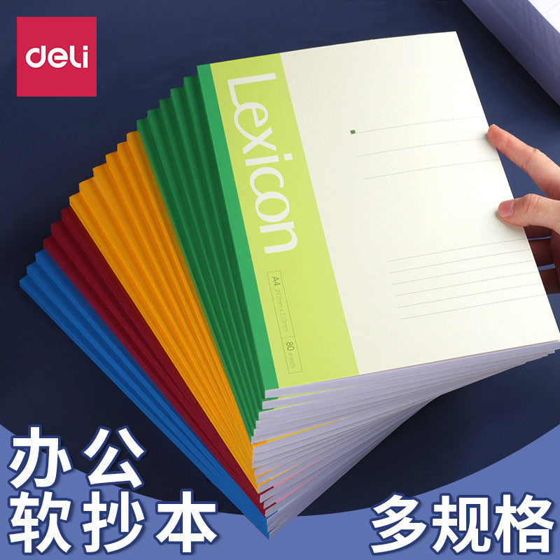 Deli Notebook B5 Large A4 Notepad Thickeneded Soft Copy A5 Simple Business