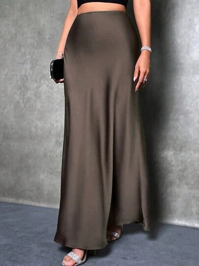 Satin Skirt Spring and Summer New Simple Imitation Silk Long Skirt Women's