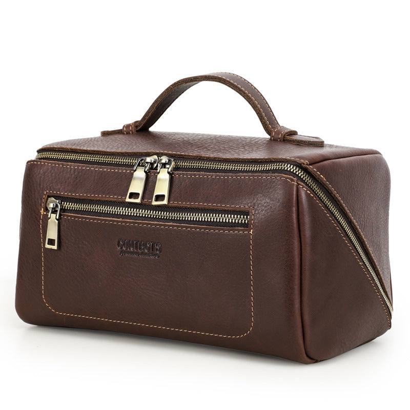 Black Angel Full Grain Top Layer Cowhide Unisex Handbag Multifunctional