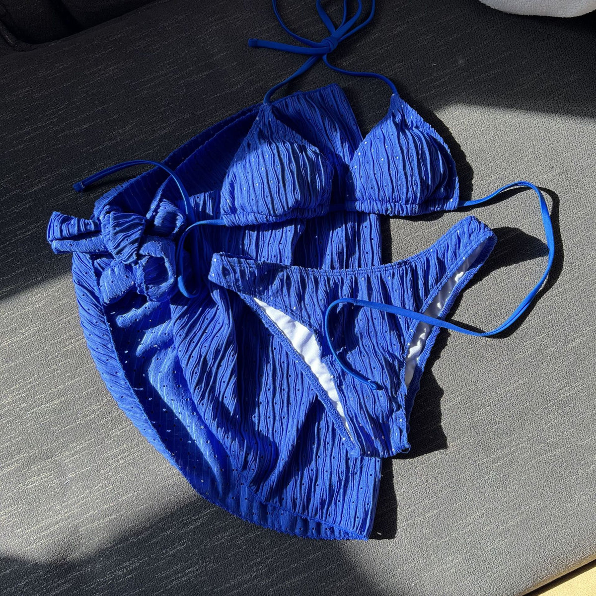 New Swimsuit Three-Piece Backless Drawstring Strap Bikini Three-Piece