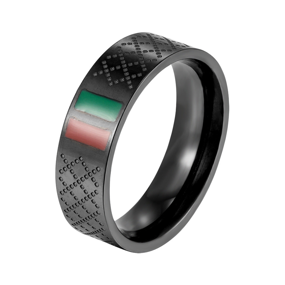 stainless steel men's bracelet with red and green tape ring steel gold and