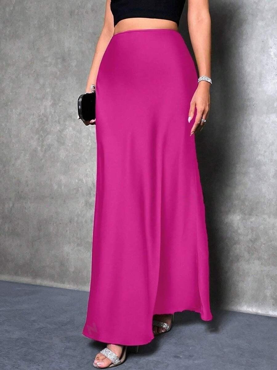 Satin Skirt Spring and Summer New Simple Imitation Silk Long Skirt Women's
