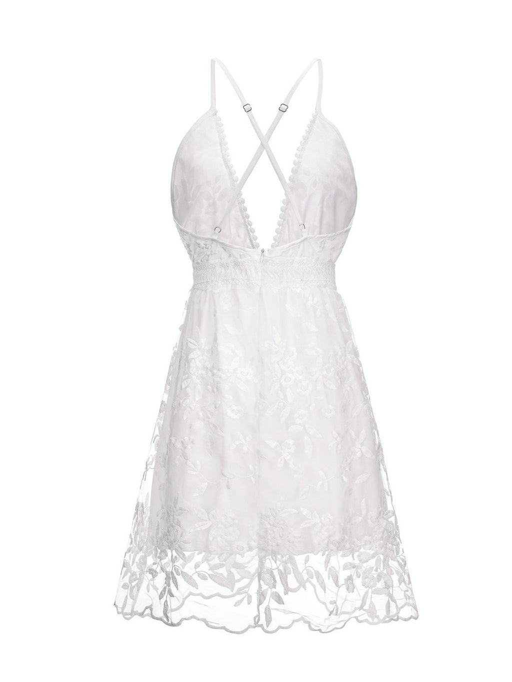 Summer New Sexy Deep V Neck Backless Suspender Dress Lace Beach Dress