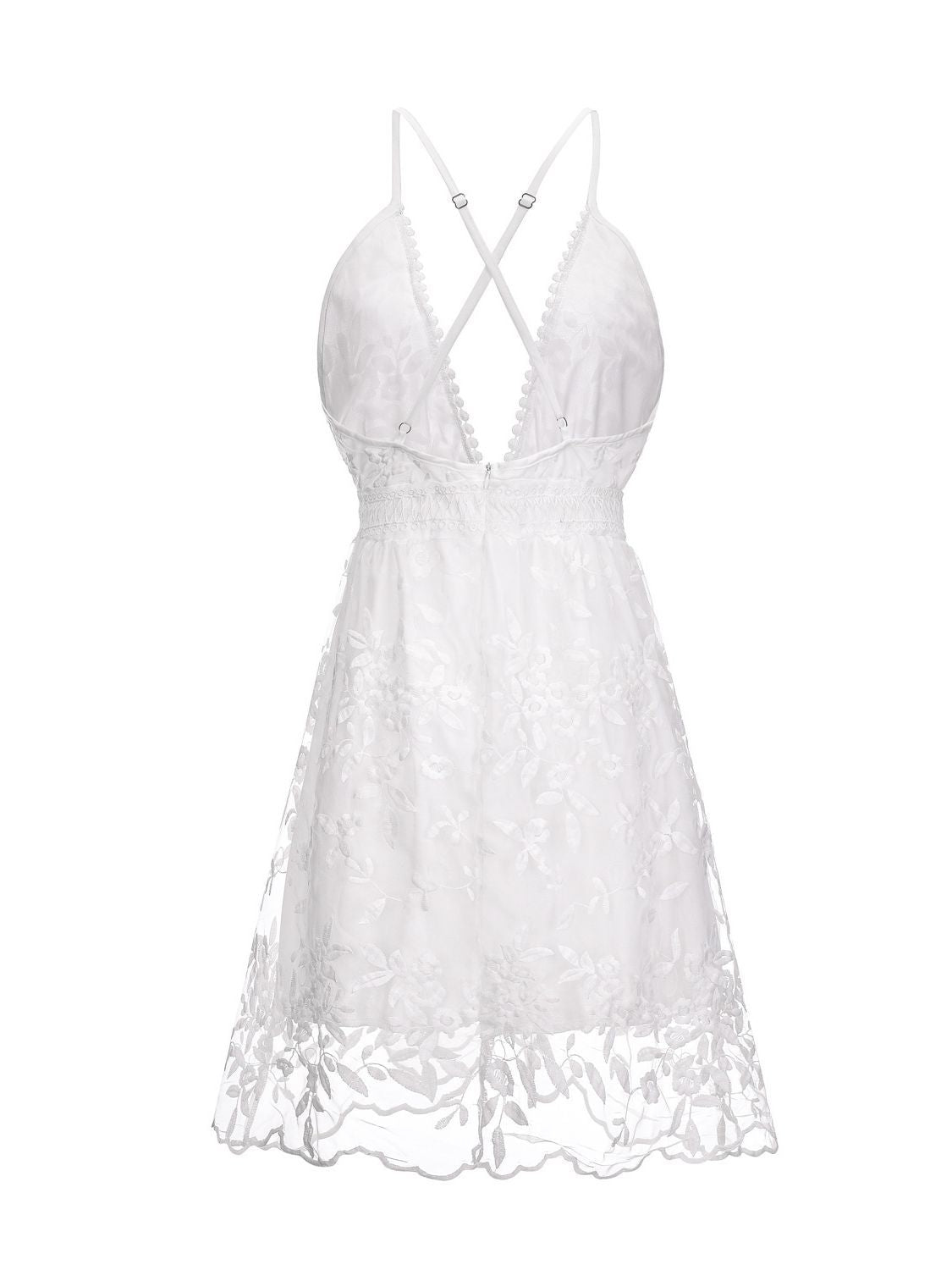 Summer New Sexy Deep V Neck Backless Suspender Dress Lace Beach Dress